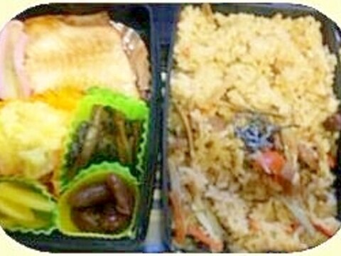 カロリー控えめ五目ご飯、安い材料簡単弁当